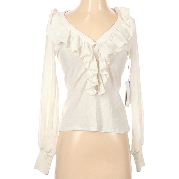 NWT Nation LTD Lalita Ruffle top Size xs cotton ivory white - Picture 2 of 6